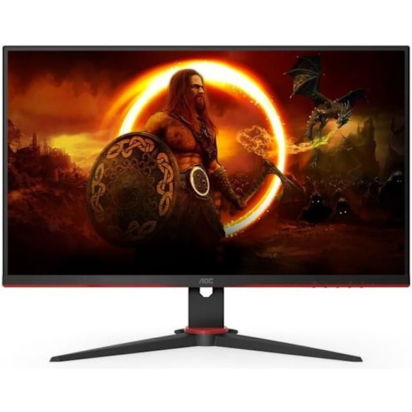 PC Gamer Monitor - AOC - 27G2SAE/BK - 27" VA FHD 1ms 165Hz HDMI DisplayPort VGA-högtalare Pivot Freesync Premium Svart, Röd