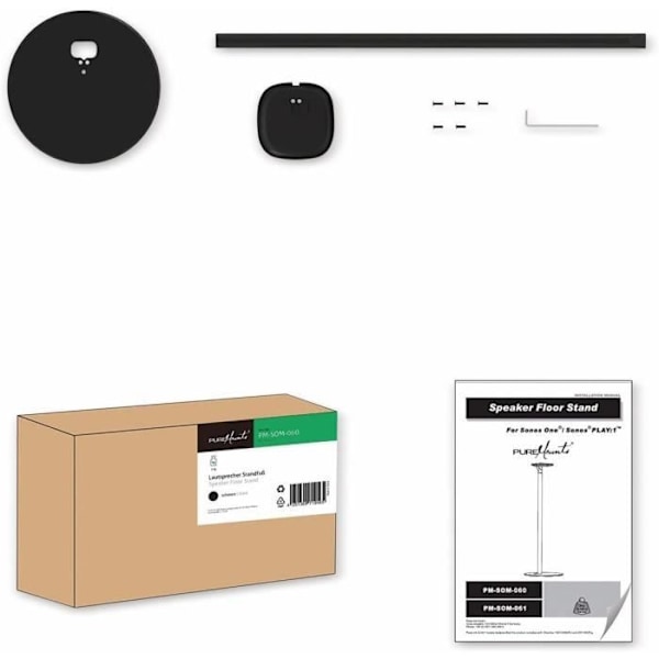 Support för högtalare - PUREMOUNTS - PM-SOM-060 - Svart - Universell justering - Max belastning 3kg Svart