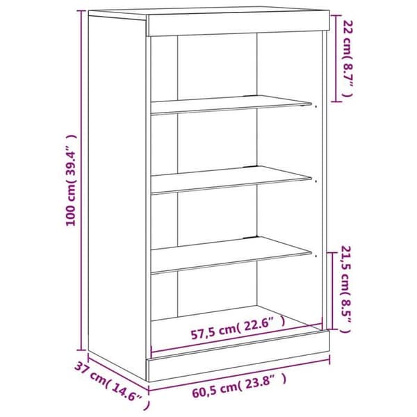 vidaXL Buffé med LED-lampor vit 60,5x37x100 cm 836707