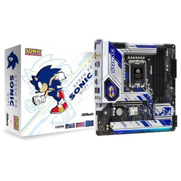 ASRock B760M PG SONIC WIFI - Micro ATX Socket 1700 Intel B760 Express moderkort - 4x DDR5 - M.2 PCIe 4.0 - USB 3.1 - PCI-Express 5.