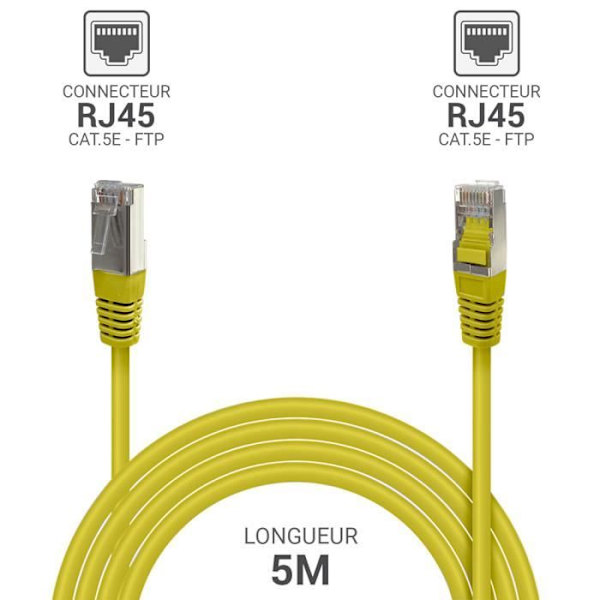 Ethernet nätverkskabel RJ45 Cat 5e FTP-skärmad 100MHz Längd 5m gul