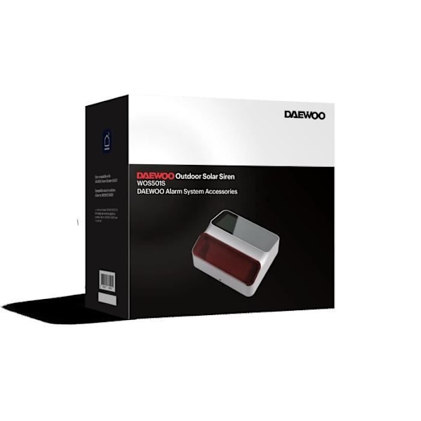 DAEWOO WOS501S solar utomhus siren för SA501S larmsystem - 100m räckvidd - Trådlöst larm - 100 dB Vit