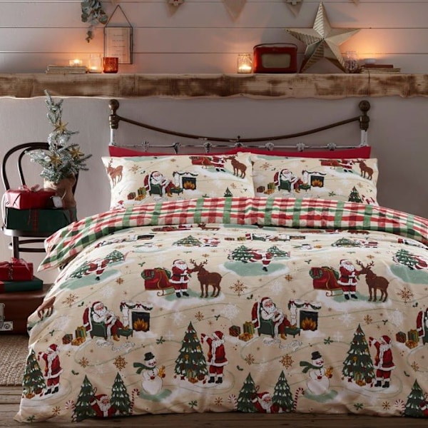 Furn. - JOLLYSA/D02/MUL - Jolly Santa dubbelsängset i bomull, polyester, flerfärgad