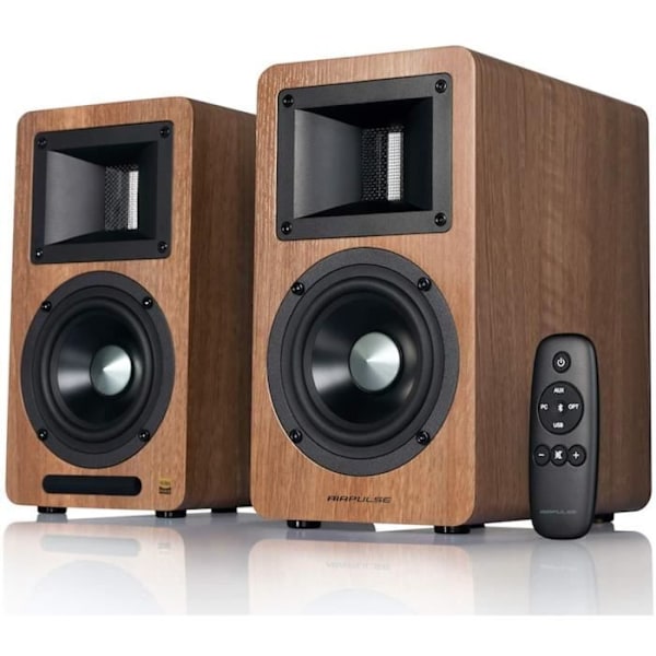 Bokhylla högtalare - Airpulse - A80 - Bluetooth - 40W - HiFi - Brun