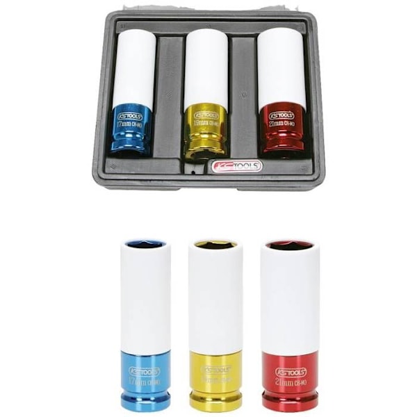 Set med 3 slaghylsor för aluminiumfälgar - KSTOOLS - 04-19-21mm - 1/2 tum