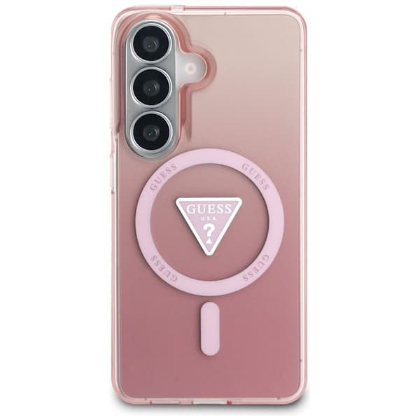 Coque Guess IML Gradient Triangle Logo MagSafe för Samsung Galaxy S26 - Rosa Rosa