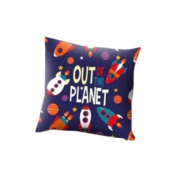 Kudde - Barnlicensiering - Ut ur planeten - 45 x 45 cm - Polyester - Blå blå