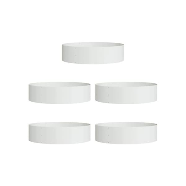 Planteringsring i stål - vidaXL - Vit - 80x80x20 cm - Set om 5 - Modern design - Robust konstruktion Vit