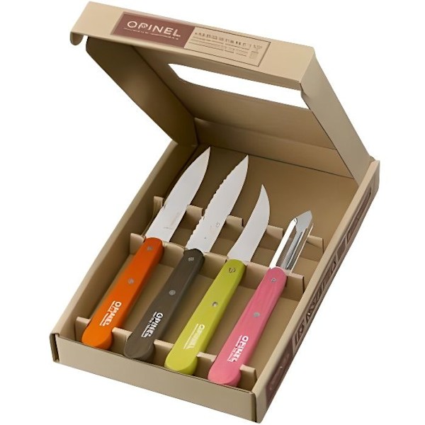 OPINEL Essentials Fifties 4-lådan Orange / Grön / Rosa / Lila