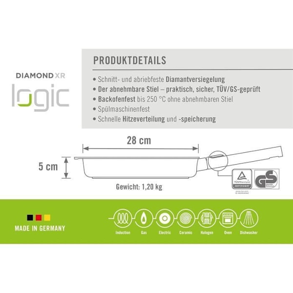 Gjutjärnspanna - Woll - 1528PLCI Pro Logic - Induktions - 28 x 28 x 5 cm - Svart Svart