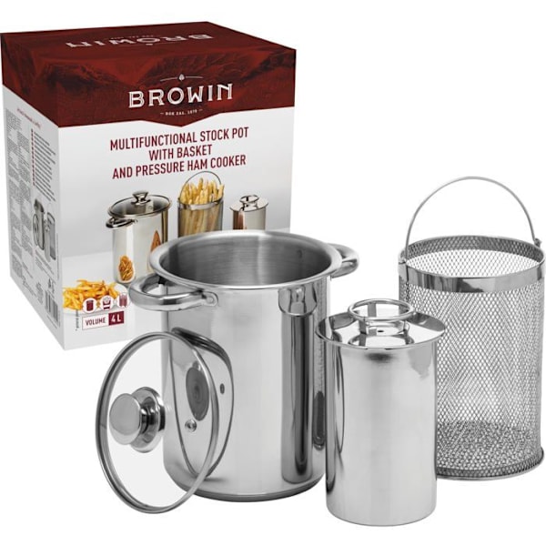 Casserole Browin - 313515 - Multifunktionell gryta med korg och skinkkokare - 1,5 kg