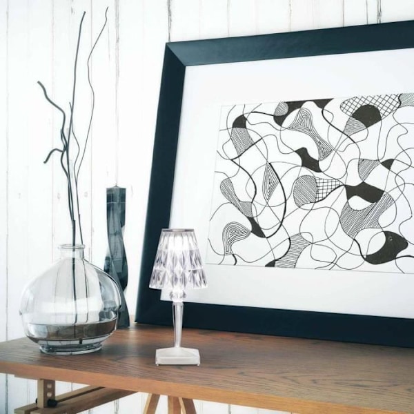 Bärbar lampa - Kartell - Batteri - LED uppladdningsbar - Krom och transparent - H22cm Krom och genomskinlig