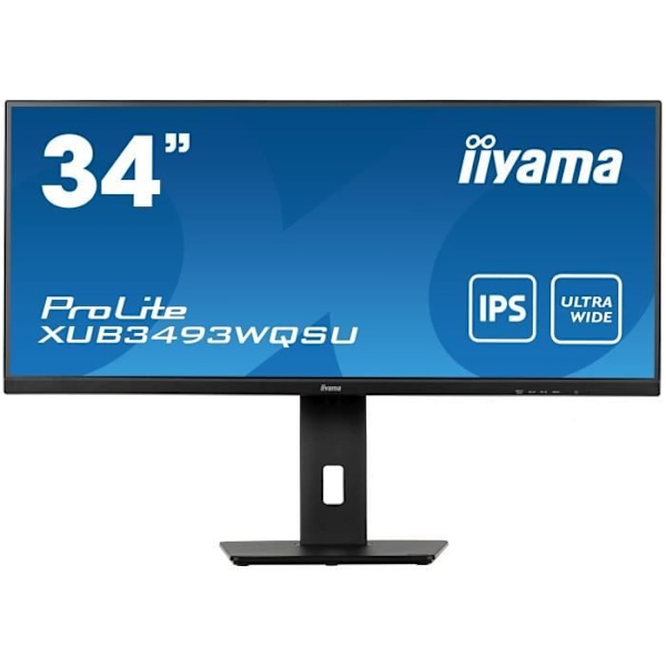 PC-skärm - IIYAMA XUB3493WQSU-B5 - 34" UWQHD - IPS-panel - 4 ms - 75Hz - HDMI / DisplayPort / USB - FreeSync - Justerbar fot