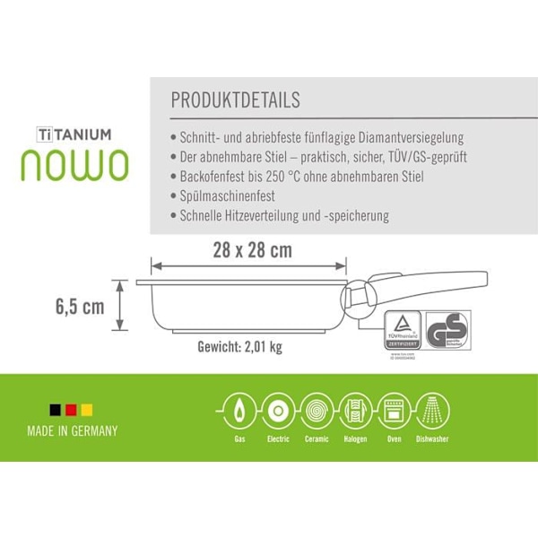 Woll stekpanna - 1628N - Titanium Nowo Fyrkantig gjutjärnsstekpanna 28 cm