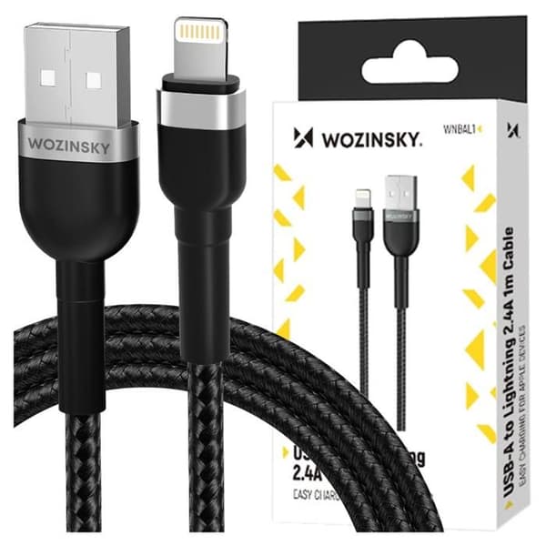 Wozinsky Usb-A Till Lightning 2,4 A För Iphone Ipad 1 M Snabbladdning Svart