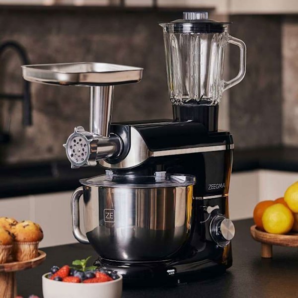 Multifunktionell 3-i-1 ZEEGMA Planeet Multi - Kökassistent - Köttkvarn - Mixer - 1900 W - Skål 6,2L - Kökrobot