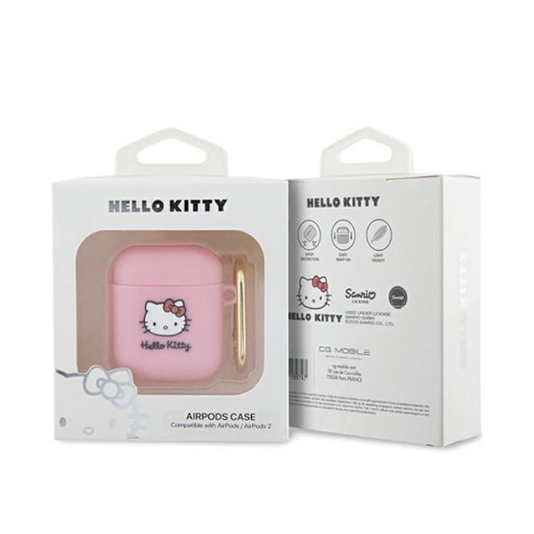 Etui för AirPods 1/2 generation (rosa) Hello Kitty Silikon 3D Kitty Huvud
