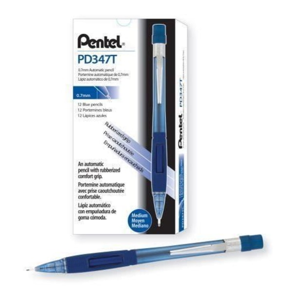 Pentel - Påfyllningsbar mekanisk penna 0,7 mm - Plastkropp - Paket med 12 - PD347TC