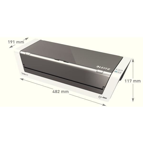 Laminator - Leitz - ILAM Touch Turbo A3 - Mycket snabb - 1 minuts förvärmning - Smart sensor Strålande vit/antracit