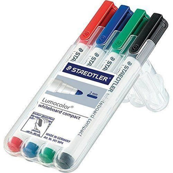 Staedtler 341 WP4 Compact Dry Erase Marker Assorted Colors Pack of 4 (UK Import)