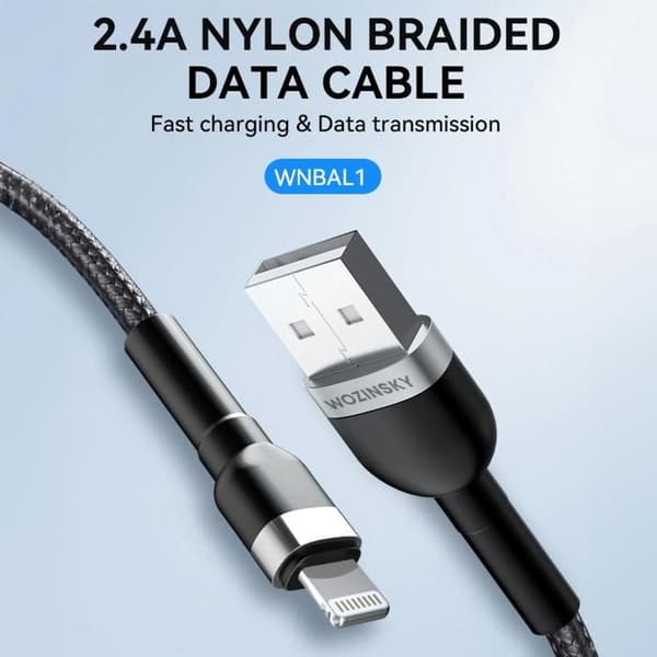 Wozinsky Usb-A Till Lightning 2,4 A För Iphone Ipad 1 M Snabbladdning Svart