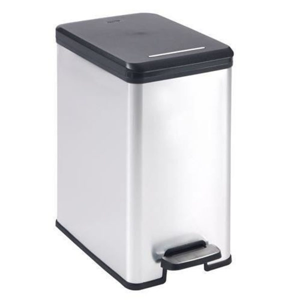 CURVER Pedalbehållare 25L Smal metalllook Metallisk grå