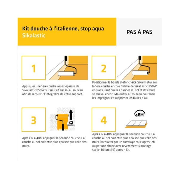 SIKA duschkabin - Sikalastic 260 Stop Aqua vattentätning under kakel - 8m²