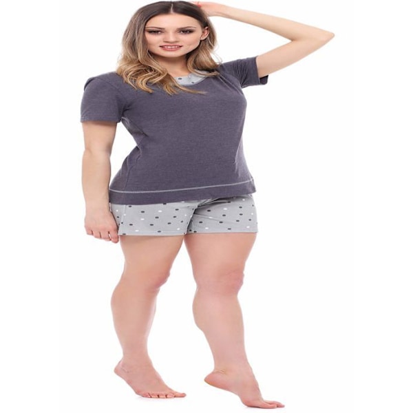 Pyjamas - Merry nightgown style Pyjamas Top and Bottom Set Damkläder MS10-237 Mörk/grå mix S