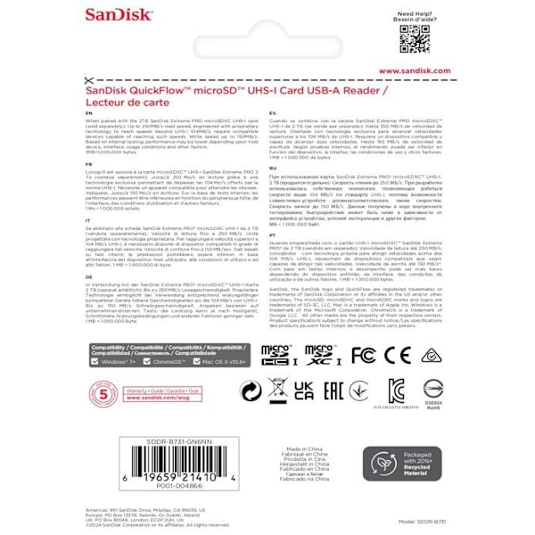 Sandisk extern minneskortläsare - SDDR-B731-GN6NN