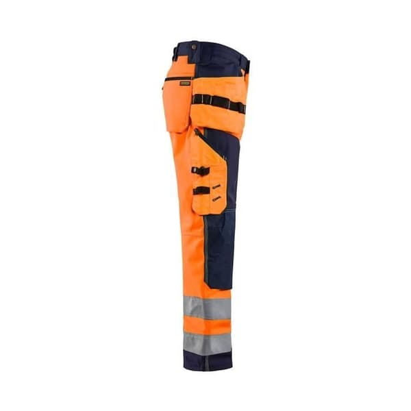Högsynlig softshell arbetsbyxa Blaklader Neon orange/marinblå 54