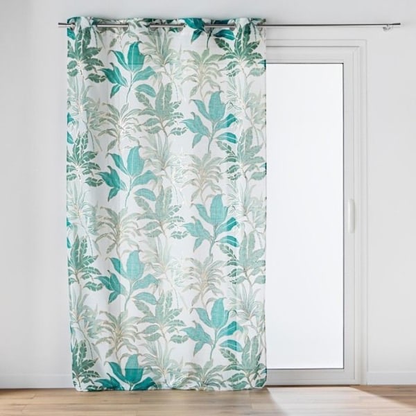 Öljettlängd 135 x 240 cm - Metallisk tryckt Luminette Vayana Smaragd Smaragd