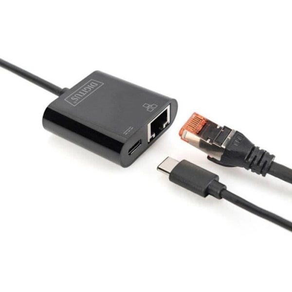 Digitus DN-3027 USB-C, RJ45-adapter DN-3027 [1x USB-C™ hane - 1x RJ45 hona, USB-C™ hona] med RJ45-uttag, med