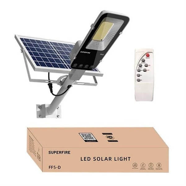 Solarlampa - Superfire - FF5-D - LED - Fjärrkontroll - IP65 vattentålig 8000K