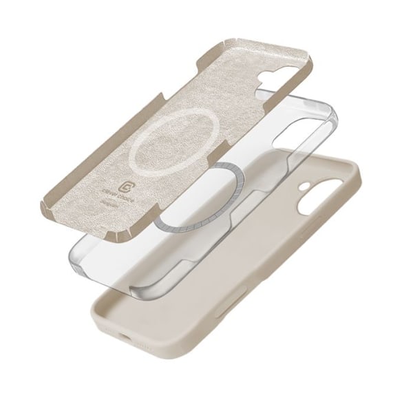 Skyddsskal - Crong - iPhone 16 - Beige sten - Semi-rigid - MagSafe stenbeige