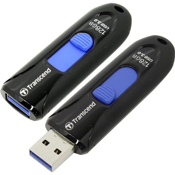 TRANSCEND JETFLASH 790 USB-nyckel - 128 GB - USB 3.0 - Svart