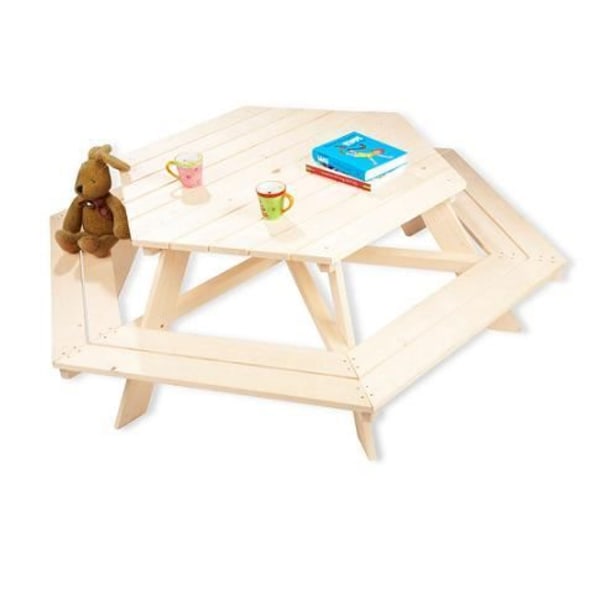 Pinolino - Nicki 6-Eck Clear Solid Spruce Barnbord och stolset Beige