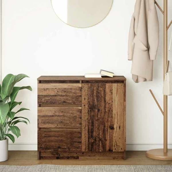 vidaXL Buffé med låda gammalt trä 71x35x65 cm träkomposit, förvaringsmöbel, buffé, entrémöbel, möbel 861578