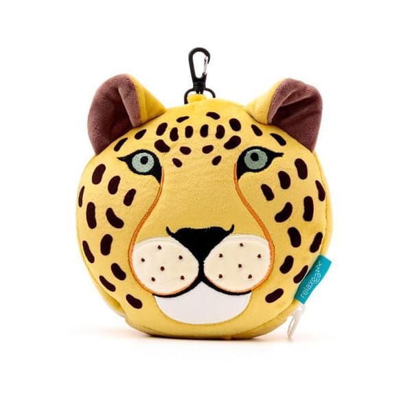Resefiltkudde 2-i-1 - leopard Puckator Relaxeazzz gul