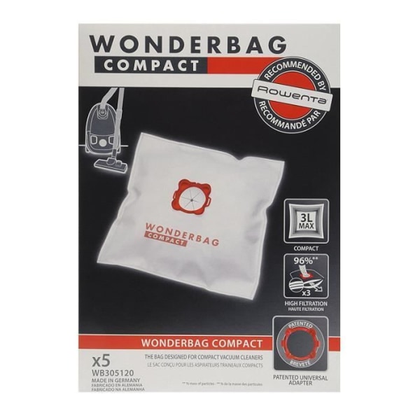 Wonderbag Compact - ROWENTA - WB305120 - Syntetiska dammsugarpåsar - Box med 5 påsar