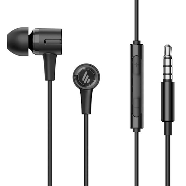 Edifier P205 in-ear hörlurar med mikrofon och in-line kontroll, 3,5 mm stereo hörlurar - hörlurar - svart