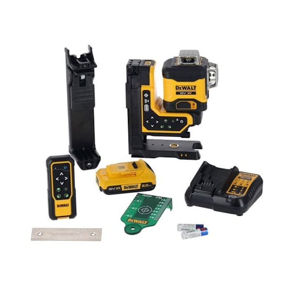 Multilinje laser nivå 3 x 360° med grønn stråle og fjernkontroll - Leveres i T-STAK eske - DEWALT - DCLE34035D1-QW