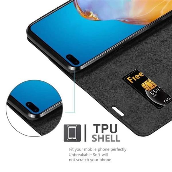 Coque - CADORABO - Huawei P40 - Syntetisk läder - Magnetstängning - Ställfunktion Svart