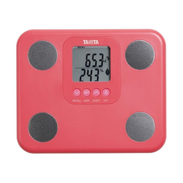 TANITA BC-730 Lätt och kompakt intern skanningsmonitor för kroppssammansättning Lättläst Display 9 mått Rosa