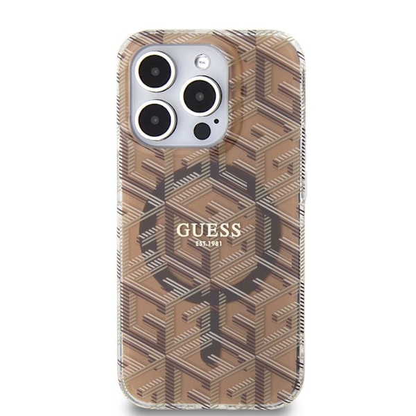 Coque för iPhone 15 Pro Max - Guess IML GCube MagSafe (GUHMP15XHGCUSTGW) - Brun