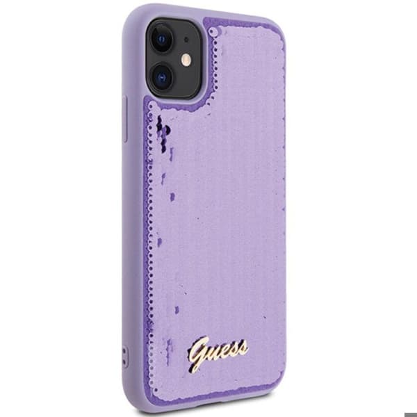Guess Sequin Script Metal - iPhone 11-fodral (lila)
