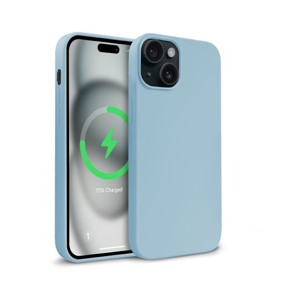 Telefonfodral - Crong - Färgad magnetisk skydd - iPhone 15 - Blå - Mjuk - MagSafe Blå