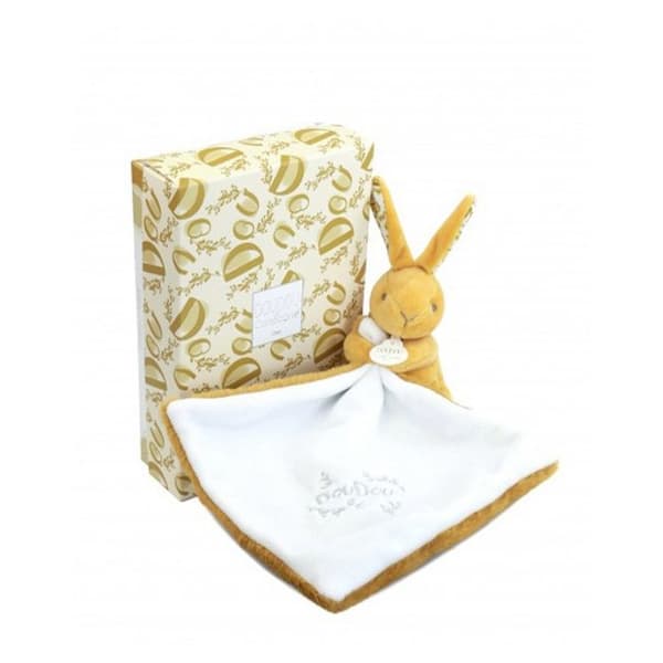 Doudou näsduk Kanin - 10 cm - Senapsgul