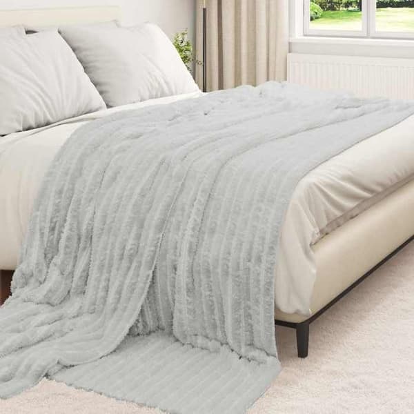 Täckning - VIDAXL - Fleecepläd - Grå - 270 x 240 cm - Lätt polyester Grå