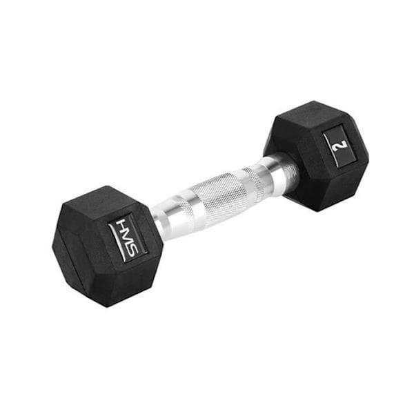 Hantel - HMS - Hex Pro - 6 kg - Gummi - Räfflad grepp - Stötresistent svart