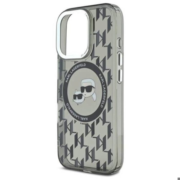 Coque MagSafe Karl Lagerfeld IML Monogram Karl & Choupette för iPhone 16 Pro Max (svart)